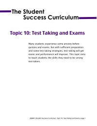 Topic 10: Test Taking and Exams
